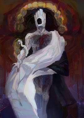 Surreal Embrace: Figure and Bride Painting