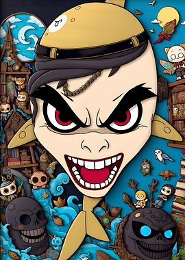 Cartoon Villain with Fantasy Background