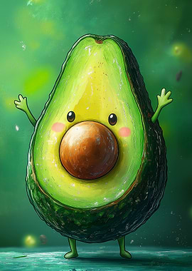 Cute Avocado Character Illustration