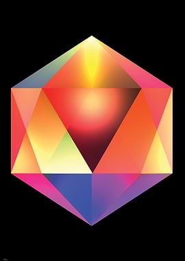 Colorful Geometric Shape on Black Background