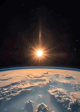 Earth from Space with Sun