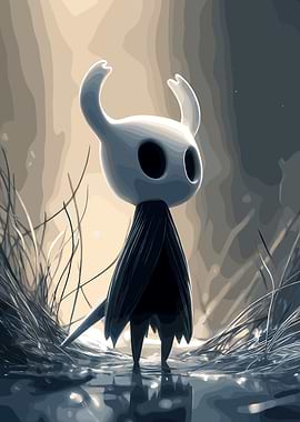Hollow Knight in a Grassy Field