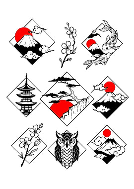 Japanese Tattoo Flash Sheet