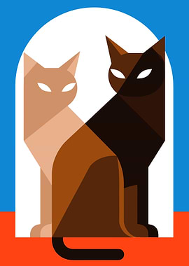 Geometric Cats Illustration