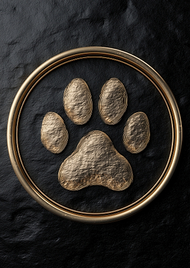 Golden Dog Paw Print