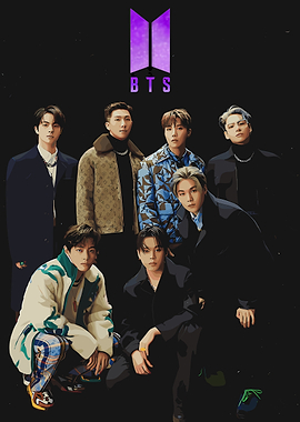 BTS Group Portrait on Black Background