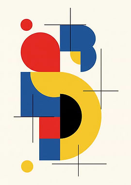 Geometric Abstract Art with Primary Colors