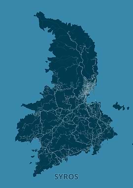 Syros Island Map - Minimalist Design