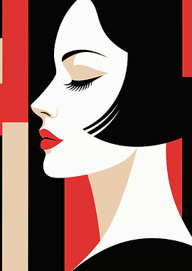 Elegant Woman Portrait in Geometric Style