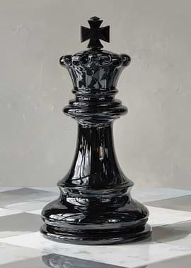 Glossy Black Chess King Piece