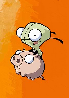 Invader Zim Gir riding a pig