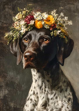 Dog with Flower Crown Portrait