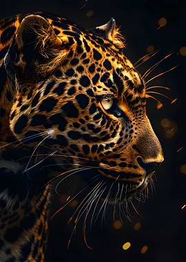 Jaguar Portrait with Golden Highlights