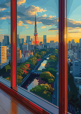 Tokyo Tower view from window
