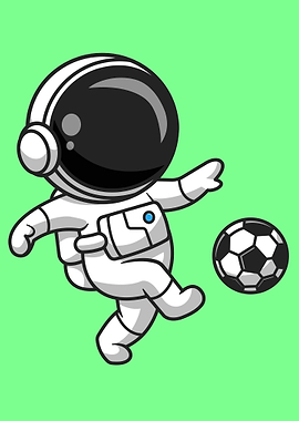 Astronaut playing soccer cartoon illustration