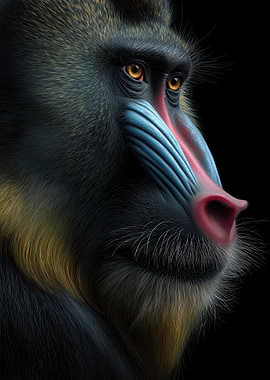 Detailed Mandrill Portrait
