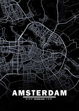 Amsterdam City Map - Minimalist Design