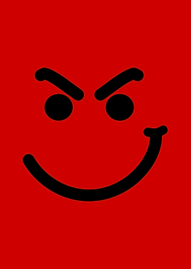 Evil Smiley Face on Red Background
