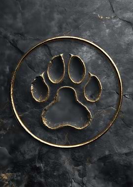Golden Paw Print on Marble