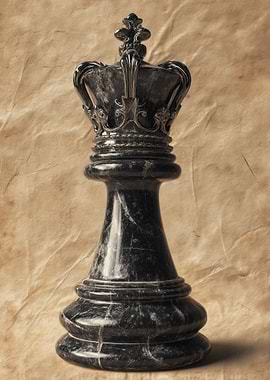 Marble Chess King on Parchment