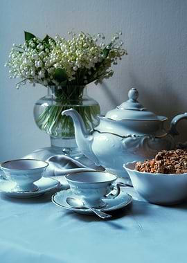 Elegant Tea Set with Lily of the Valley