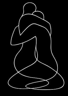 Minimalist Hug Line Art