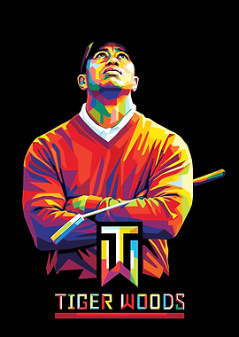 Tiger Woods Colorful Portrait