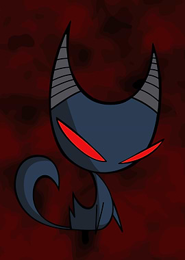 Cartoon Demon Character with Red Eyes