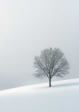 Solitary Tree Winter Landscape