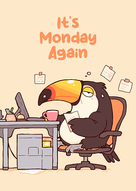 Tired Toucan at Desk: Monday Blues