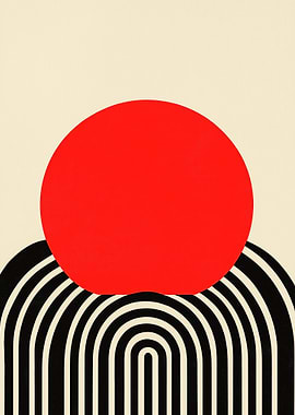 Minimalist Red Sun and Arches