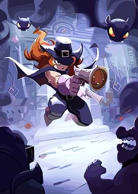 Cartoon Witch Hunter Action Scene