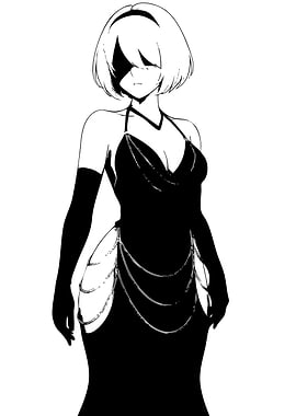 Elegant Woman in Black Dress