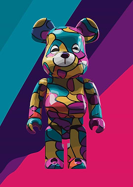 Colorful Bearbrick Art Toy Illustration