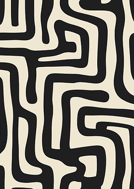 Abstract Black and Beige Maze Pattern