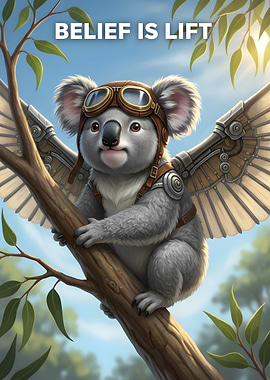 Flying Koala with Wings and Goggles
