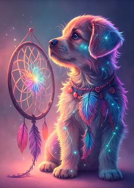 Dreamy Dog with Dreamcatcher