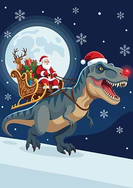 Santa Claus Riding a Dinosaur