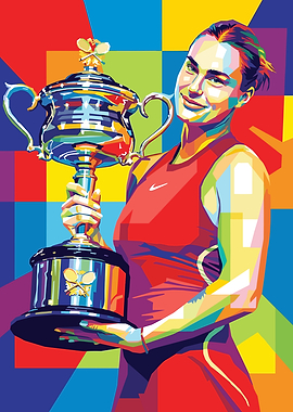 Aryna Sabalenka Champion with Trophy Pop Art