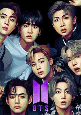 BTS Group Portrait Digital Art