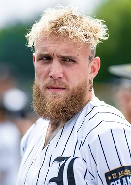 Jake Paul portrait in baseball jersey