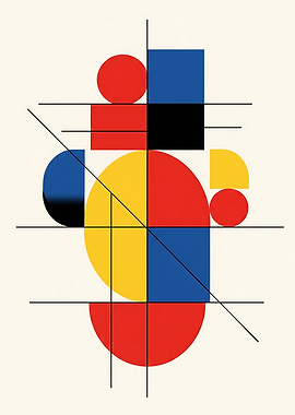 Geometric Composition with Primary Colors