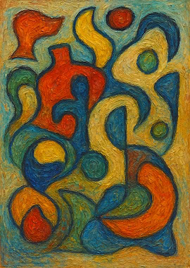 Abstract Colorful Shapes Painting