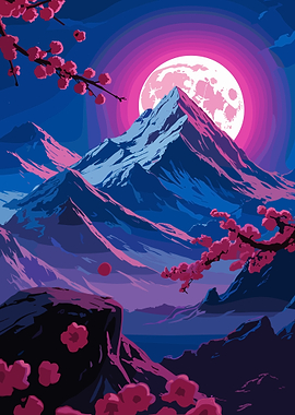 Dramatic mountain landscape at night