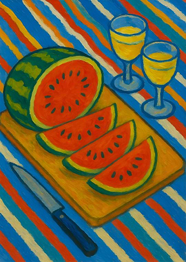 Watermelon Still Life with Juice
