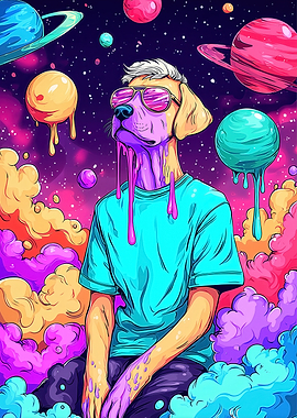 Psychedelic Dog in Space
