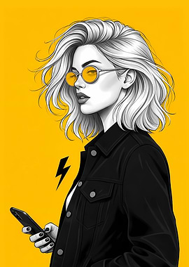 Stylish Woman with Phone and Sunglasses
