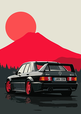 Black Mercedes-Benz 190E EVO II Japanese