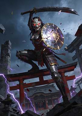 Oni Warrior with Sword and Shield