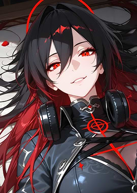 Anime Girl with Red Eyes